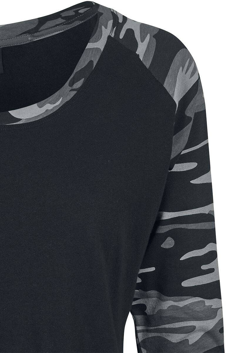 EMP "Ladies 3/4 Contrast Raglan Tee" Langarmshirt Schwarz/darkcamo Von Urban Classics