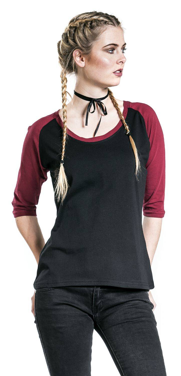 EMP "Ladies 3/4 Contrast Raglan Tee" Langarmshirt Schwarz/burgund Von Urban Classics