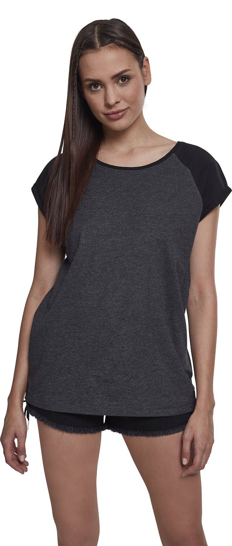 EMP "Ladies Contrast Raglan Tee" T-Shirt Charcoal/schwarz Von Urban Classics
