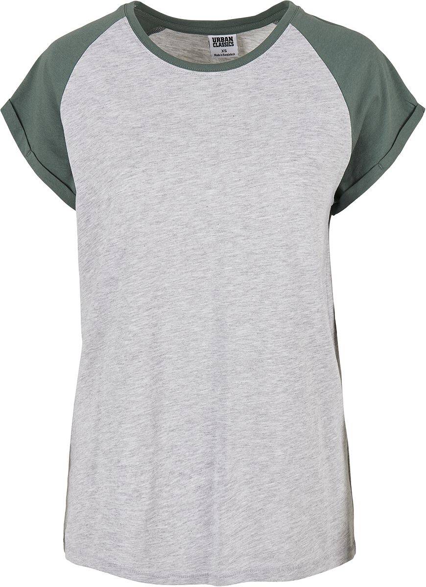 EMP "Ladies Contrast Raglan Tee" T-Shirt grau meliert/grün von Urban Classics