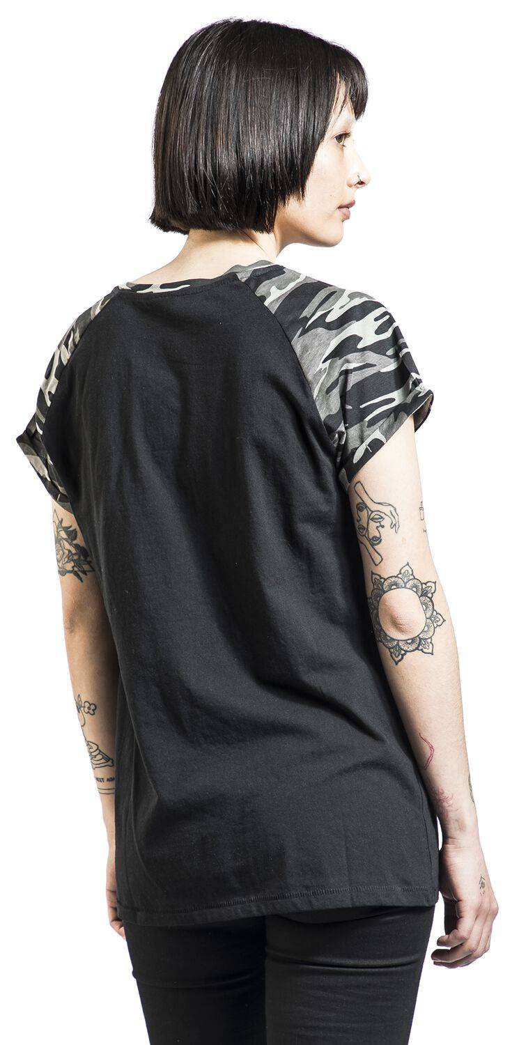 EMP "Ladies Contrast Raglan Tee" T-Shirt Schwarz/darkcamo Von Urban Classics
