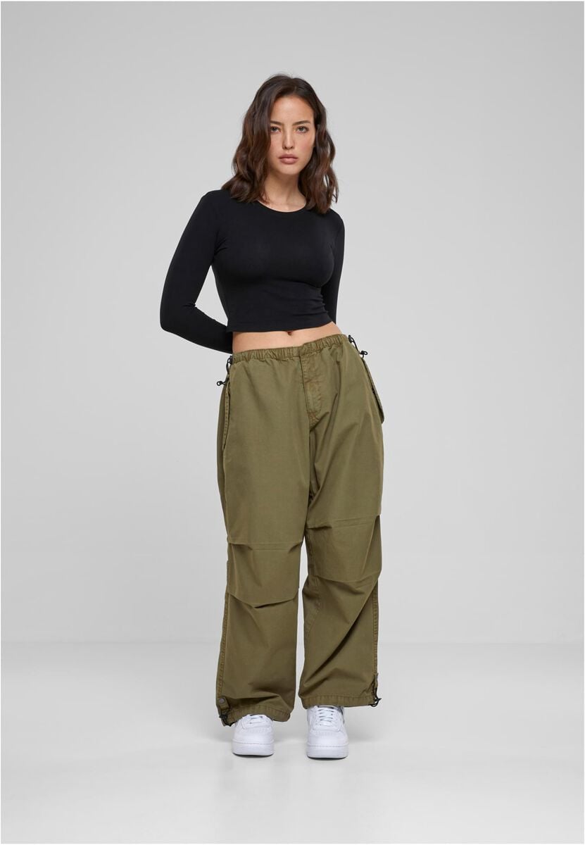 EMP "Ladies Cotton Parachute Pants" Stoffhose Oliv Von Urban Classics