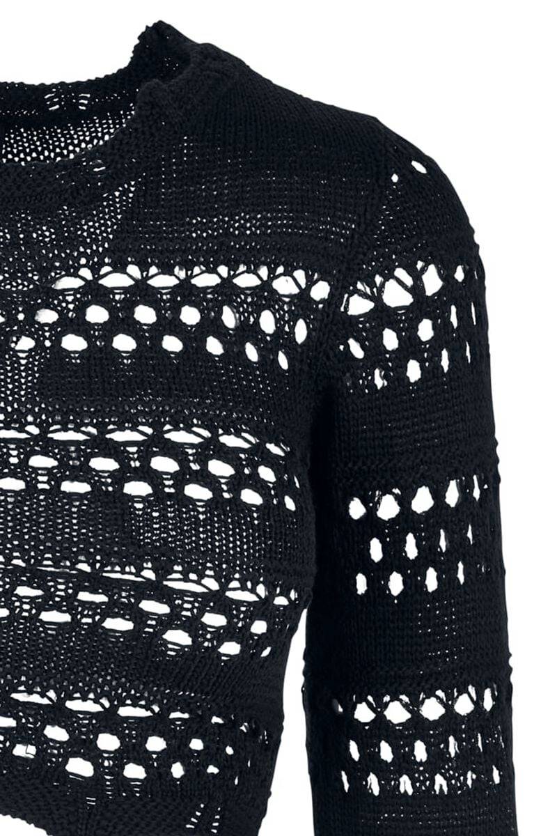 EMP "Ladies Cropped Crochet Knit Sweater" Sweatshirt Schwarz Von Urban Classics