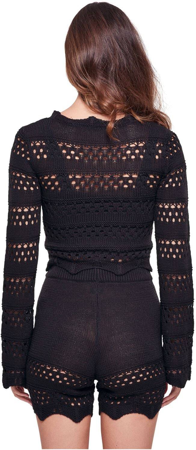 EMP "Ladies Cropped Crochet Knit Sweater" Sweatshirt Schwarz Von Urban Classics