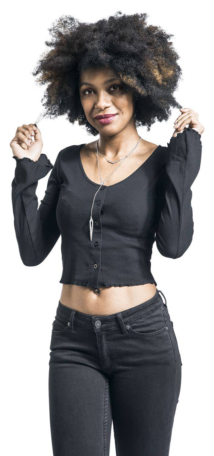 EMP "Ladies Cropped Rib Cardigan" Cardigan Schwarz Von Urban Classics