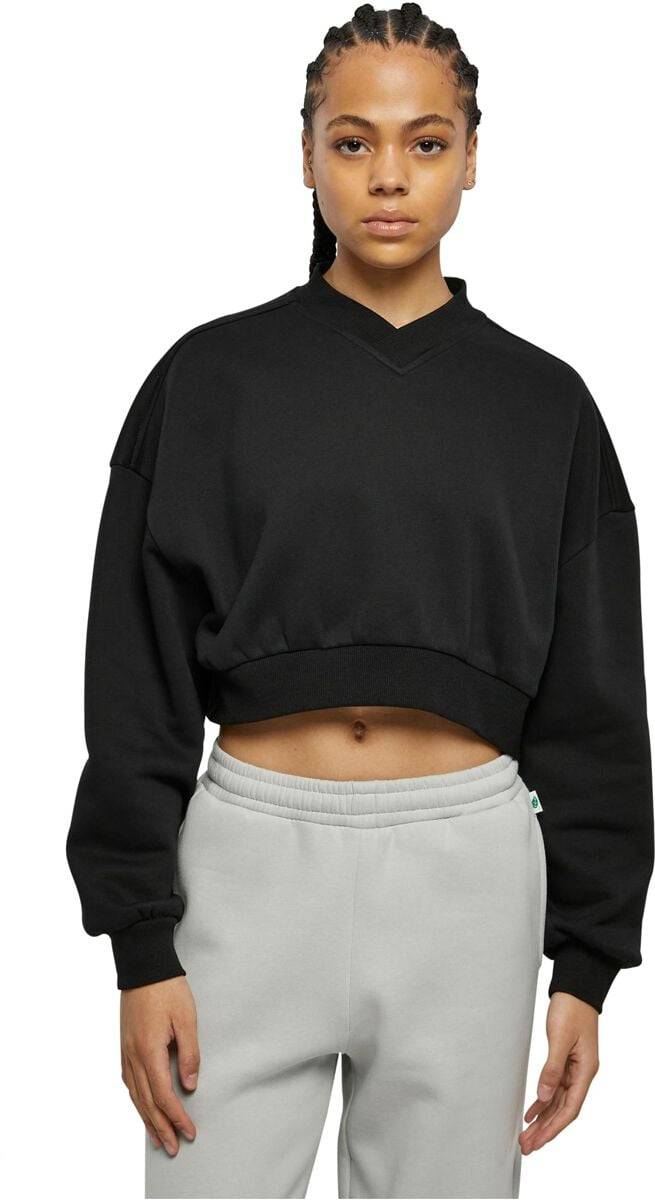 EMP "Ladies Cropped V-Neck" Sweatshirt Schwarz Von Urban Classics