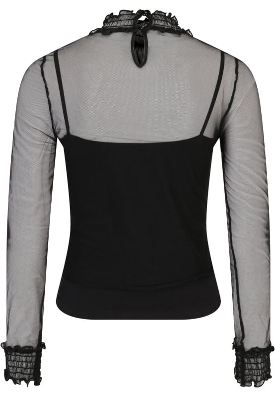 EMP "Ladies Double Layer Mesh L/S" Langarmshirt Schwarz Von Urban Classics