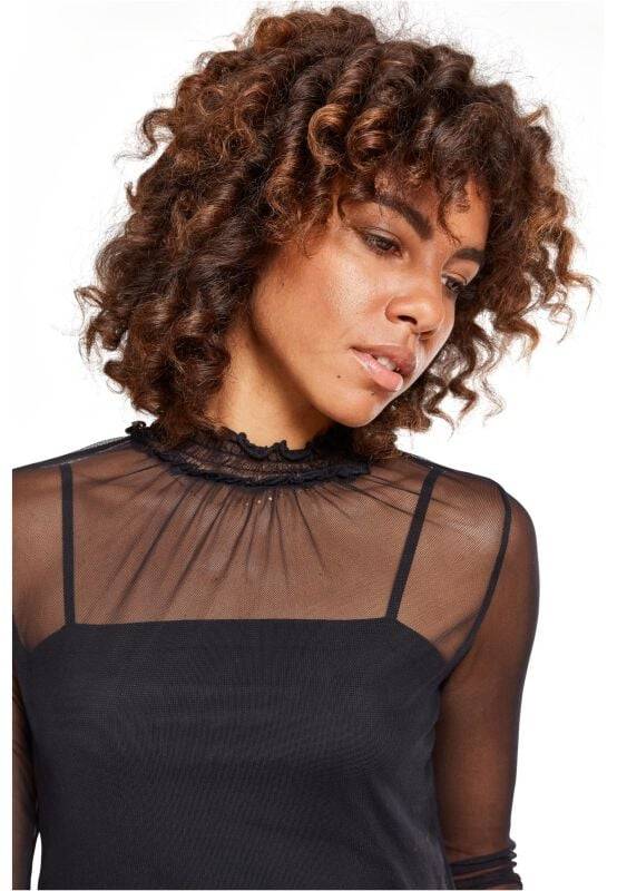 EMP "Ladies Double Layer Mesh L/S" Langarmshirt Schwarz Von Urban Classics