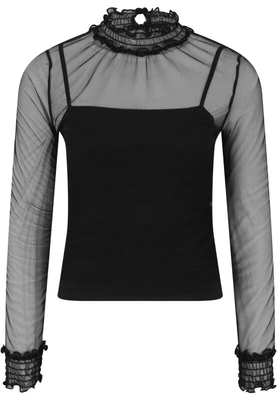 EMP "Ladies Double Layer Mesh L/S" Langarmshirt schwarz von Urban Classics