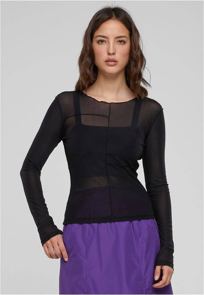 EMP "Ladies Exposed Seam Mesh Longsleeve" Langarmshirt Schwarz Von Urban Classics