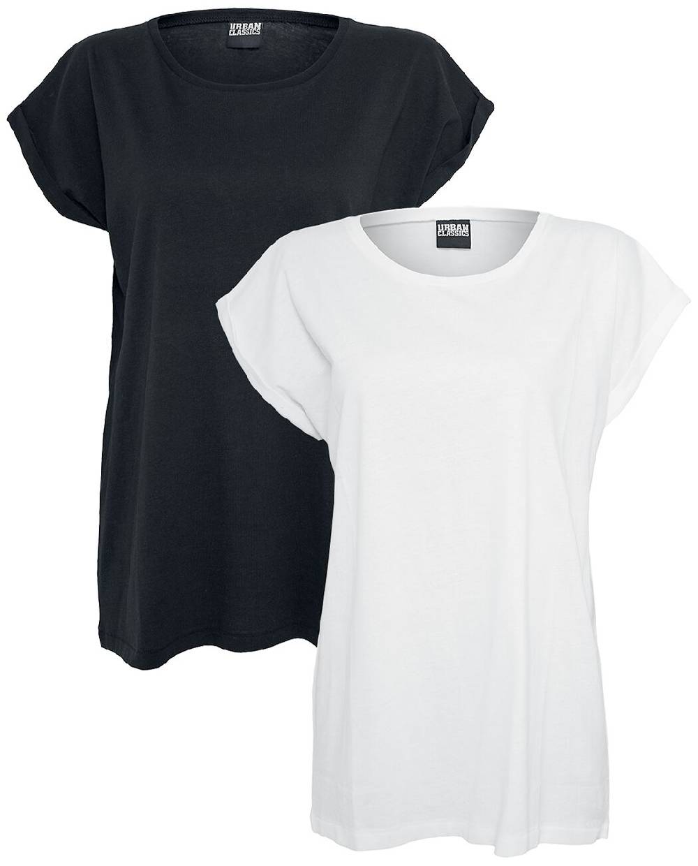 EMP "Ladies Extended Shoulder Tee Double Pack" T-Shirt schwarz/weiß von Urban Classics