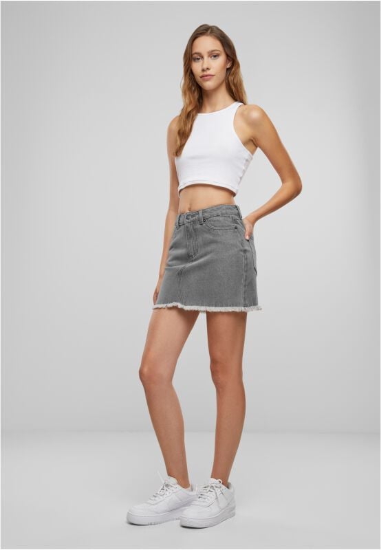 EMP "Ladies Heavy Mini Denim Skirt" Kurzer Rock Grau Von Urban Classics