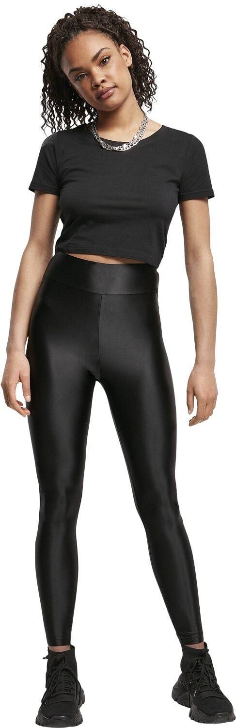 EMP "Ladies Highwaist Shiny Metalic Leggings" Leggings Schwarz Von Urban Classics