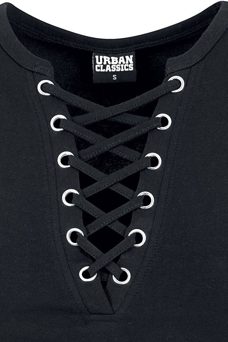EMP "Ladies Lace Up Cropped Top" Top Schwarz Von Urban Classics