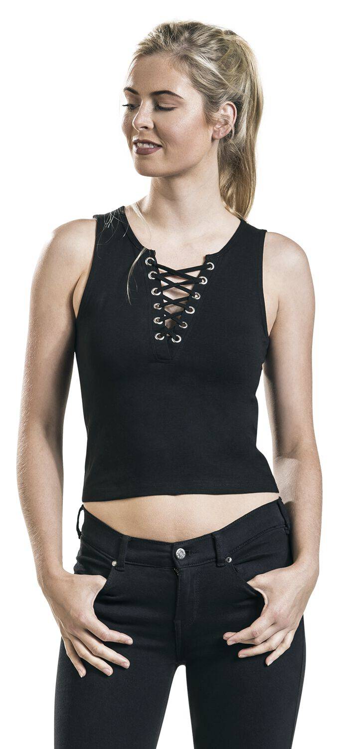 EMP "Ladies Lace Up Cropped Top" Top Schwarz Von Urban Classics