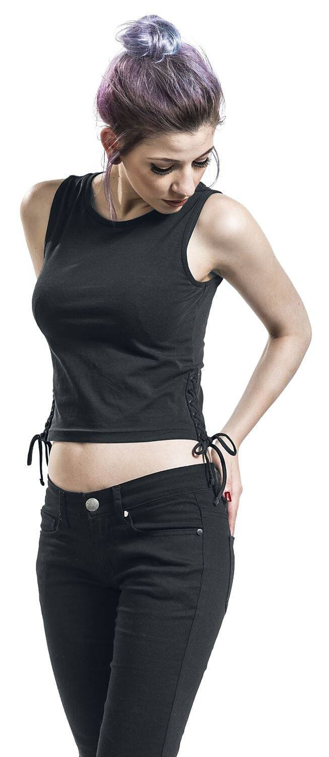 EMP "Ladies Lace Up Cropped Top" Top Schwarz Von Urban Classics