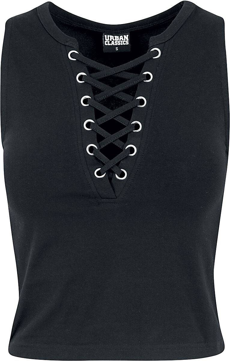EMP "Ladies Lace Up Cropped Top" Top schwarz von Urban Classics