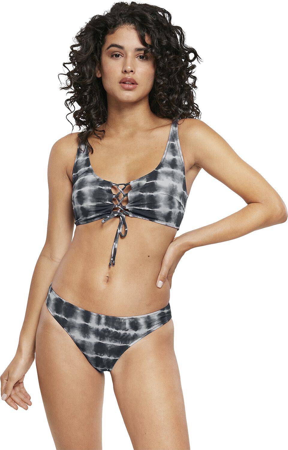 EMP "Ladies Lace Up Tie Dye Bikini" Bikini-Set Schwarz/weiß Von Urban Classics
