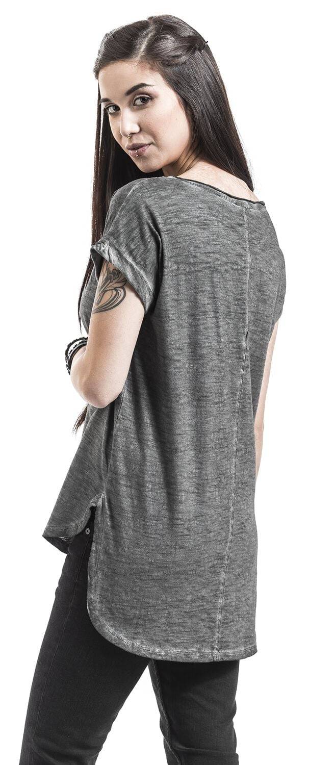 EMP "Ladies Long Back Shaped Spray Dye Tee" T-Shirt Dunkelgrau Von Urban Classics