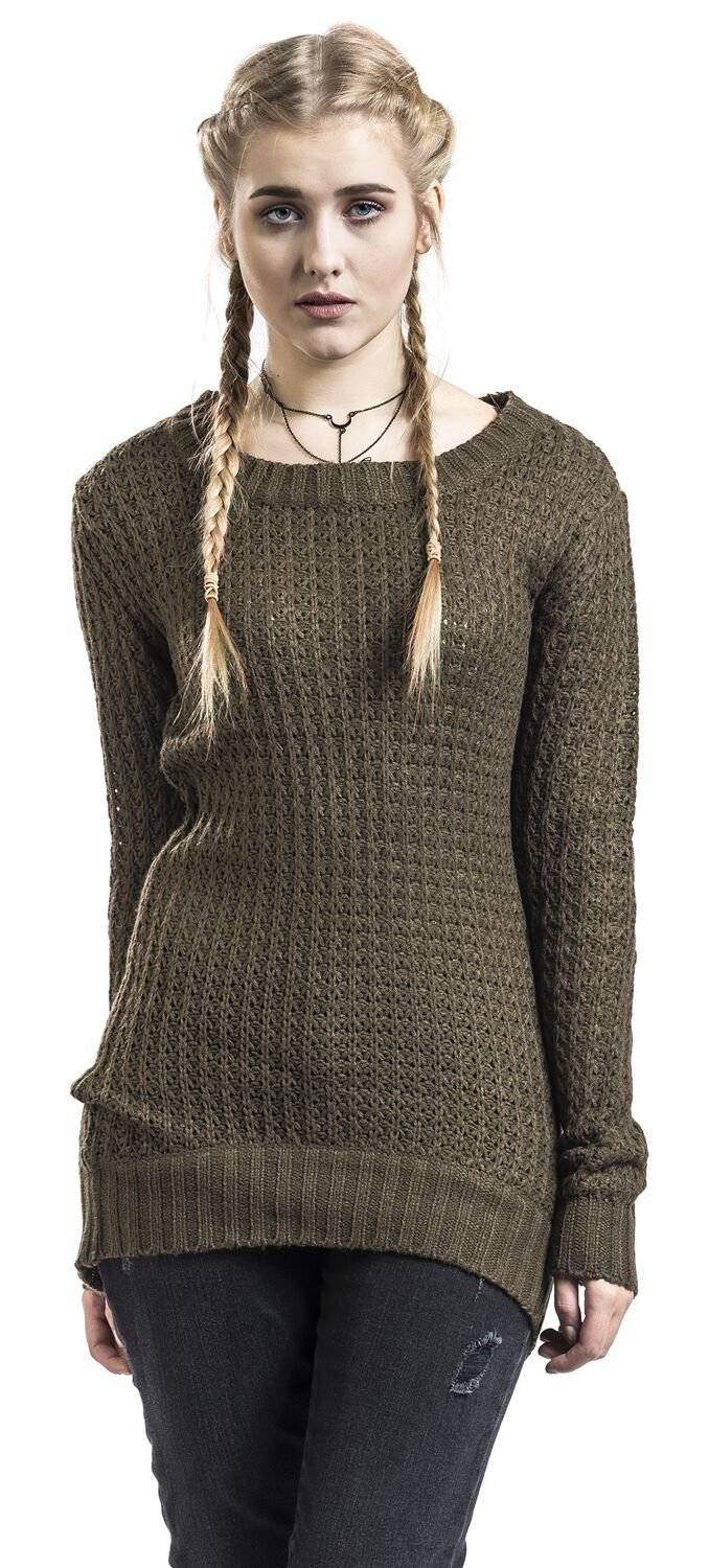 EMP "Ladies Long Wideneck Sweater" Strickpullover Oliv Von Urban Classics
