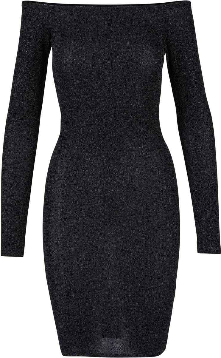 EMP "Ladies Off Shoulder Longsleeve Glitter Dress" Mittellanges Kleid schwarz von Urban Classics