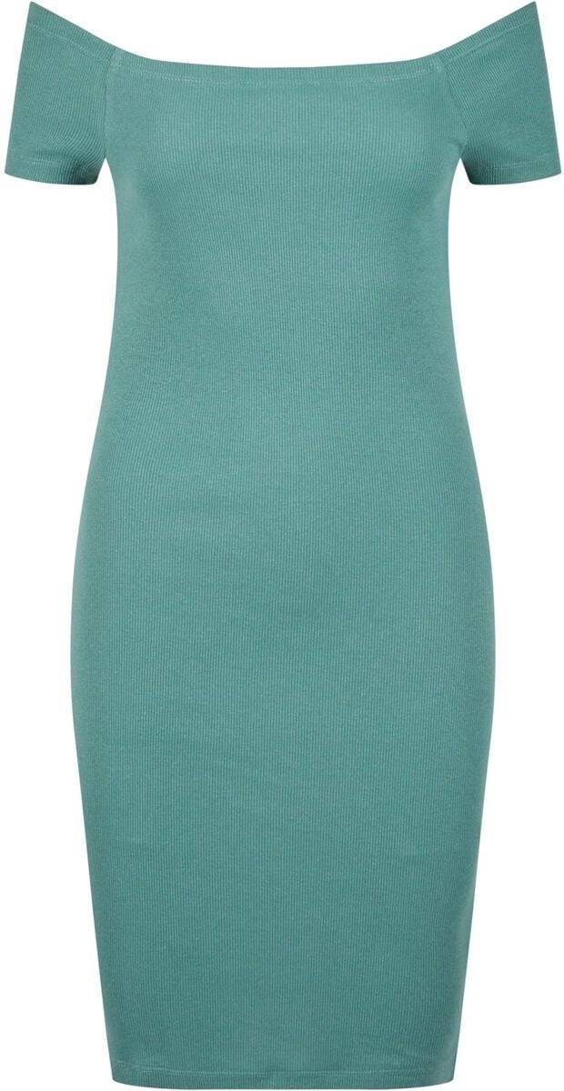 EMP "Ladies Off Shoulder Rib Dress" Kurzes Kleid grün von Urban Classics