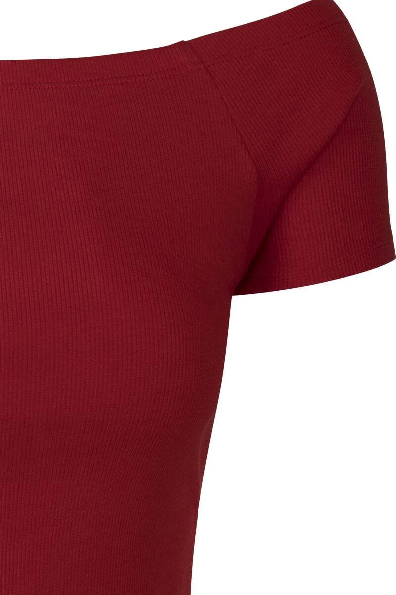 EMP "Ladies Off Shoulder Rib Tee" T-Shirt Rot Von Urban Classics