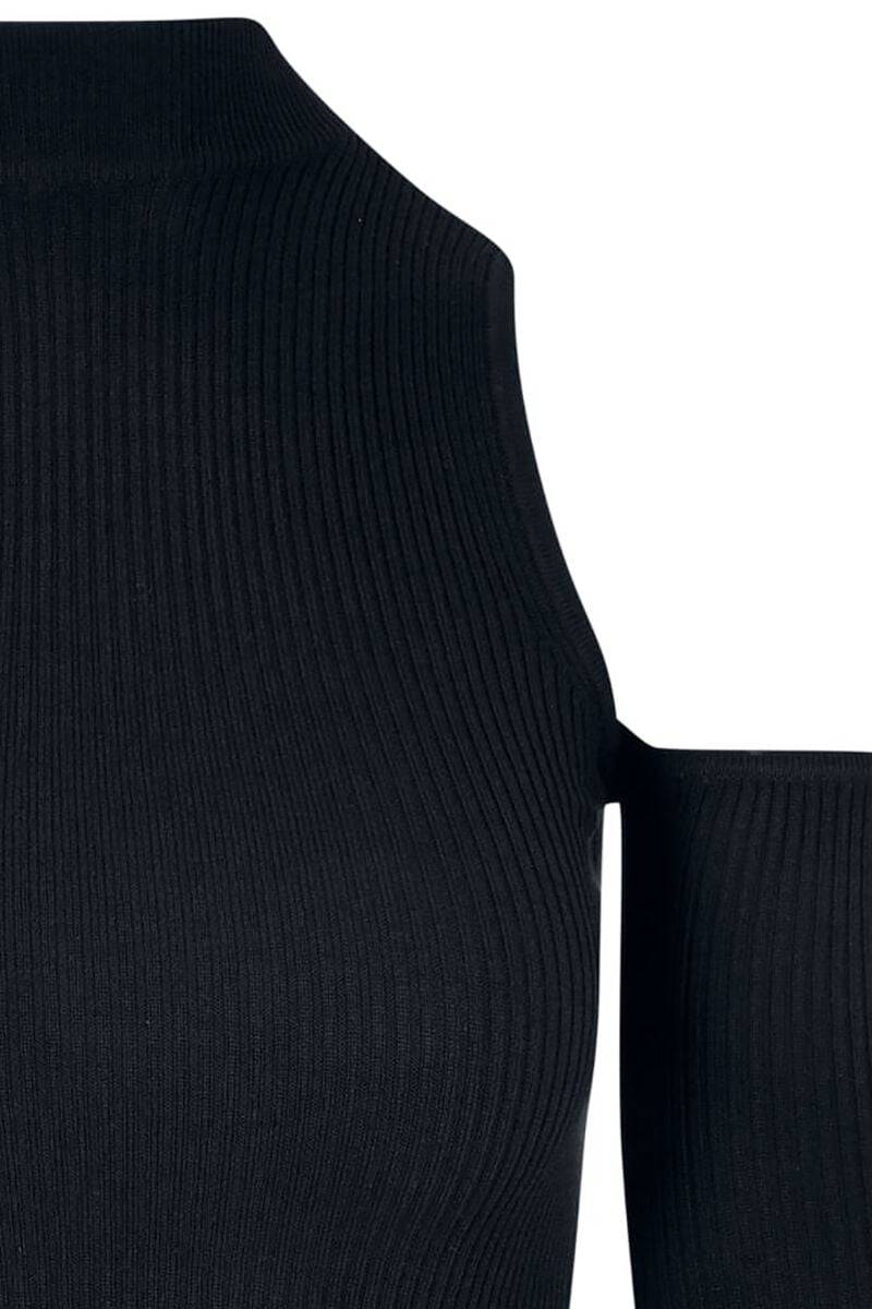 EMP "Ladies Rib Knit Cut Out Sleeve Longsleeve" Langarmshirt Schwarz Von Urban Classics