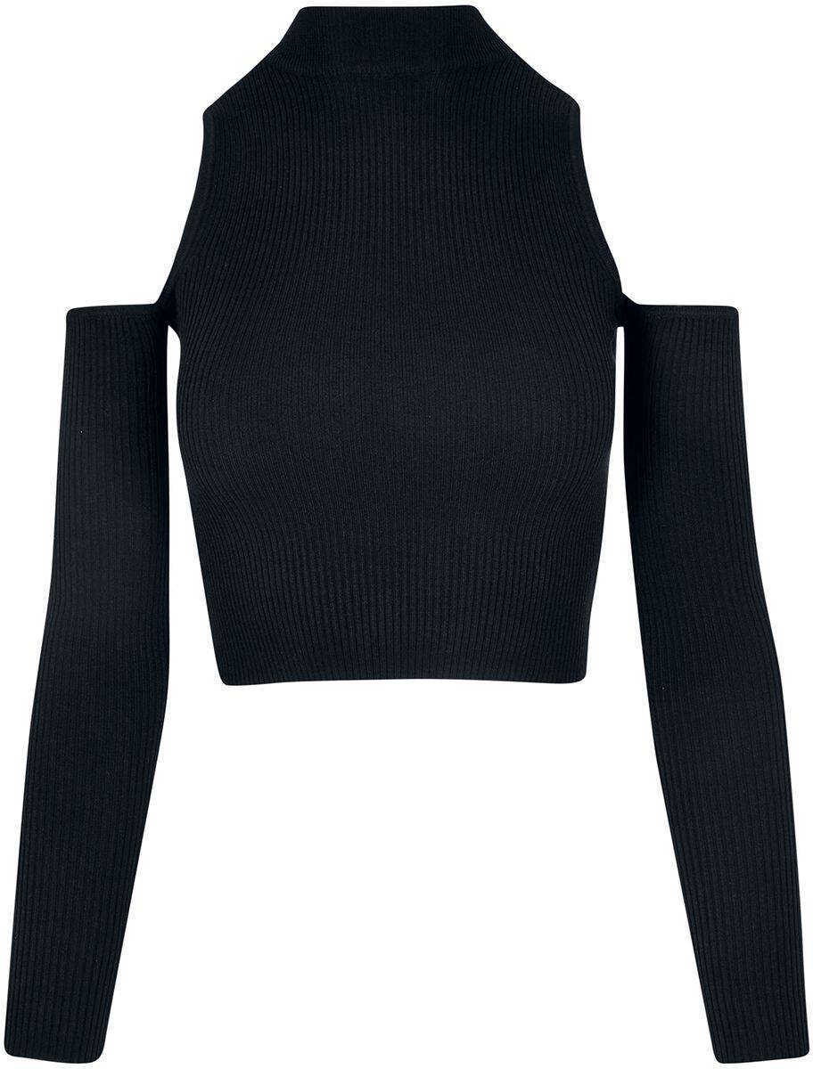 EMP "Ladies Rib Knit Cut Out Sleeve Longsleeve" Langarmshirt schwarz von Urban Classics
