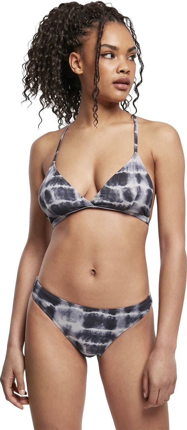 EMP "Ladies Tie Dye Triangle Back Bikini" Bikini-Set Schwarz/weiß Von Urban Classics