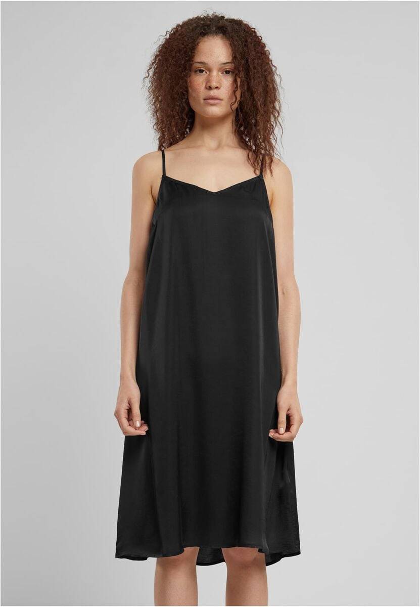 EMP "Ladies Viscose Satin Slip Dress" Mittellanges Kleid Schwarz Von Urban Classics