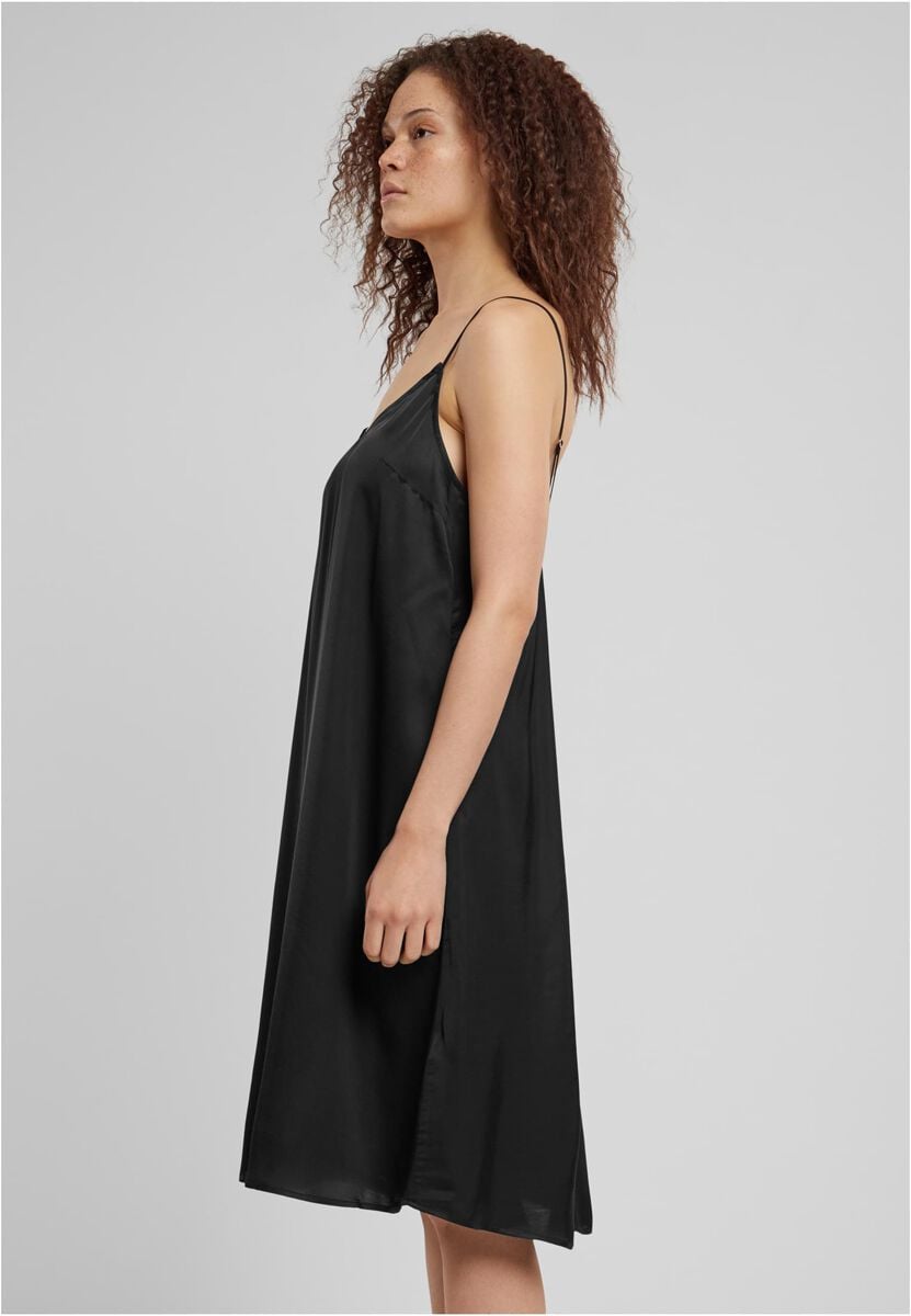 EMP "Ladies Viscose Satin Slip Dress" Mittellanges Kleid Schwarz Von Urban Classics