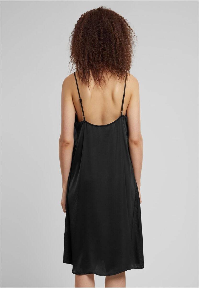 EMP "Ladies Viscose Satin Slip Dress" Mittellanges Kleid Schwarz Von Urban Classics