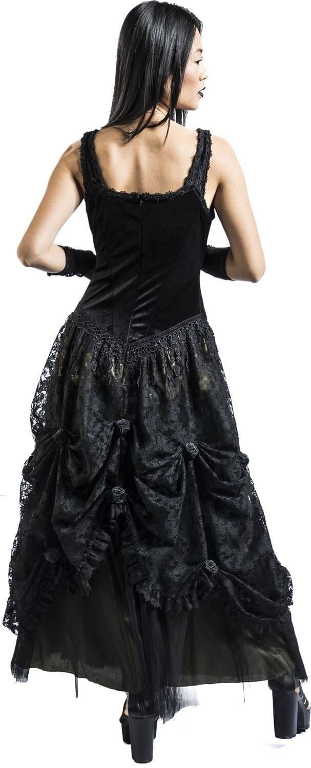 EMP "Langes Gothickleid" Langes Kleid Schwarz/grün Von Sinister Gothic