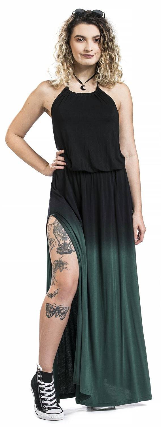 EMP Langes Kleid Schwarz/grün Von Black Premium By EMP