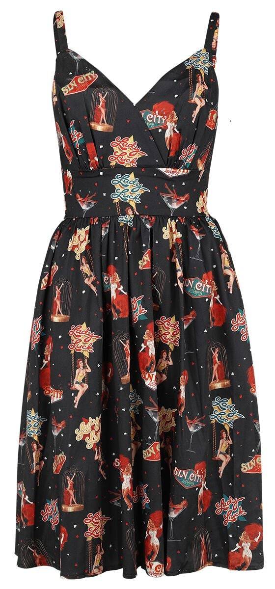 EMP "Las Vegas Print Flare Dress" Mittellanges Kleid multicolor von Voodoo Vixen
