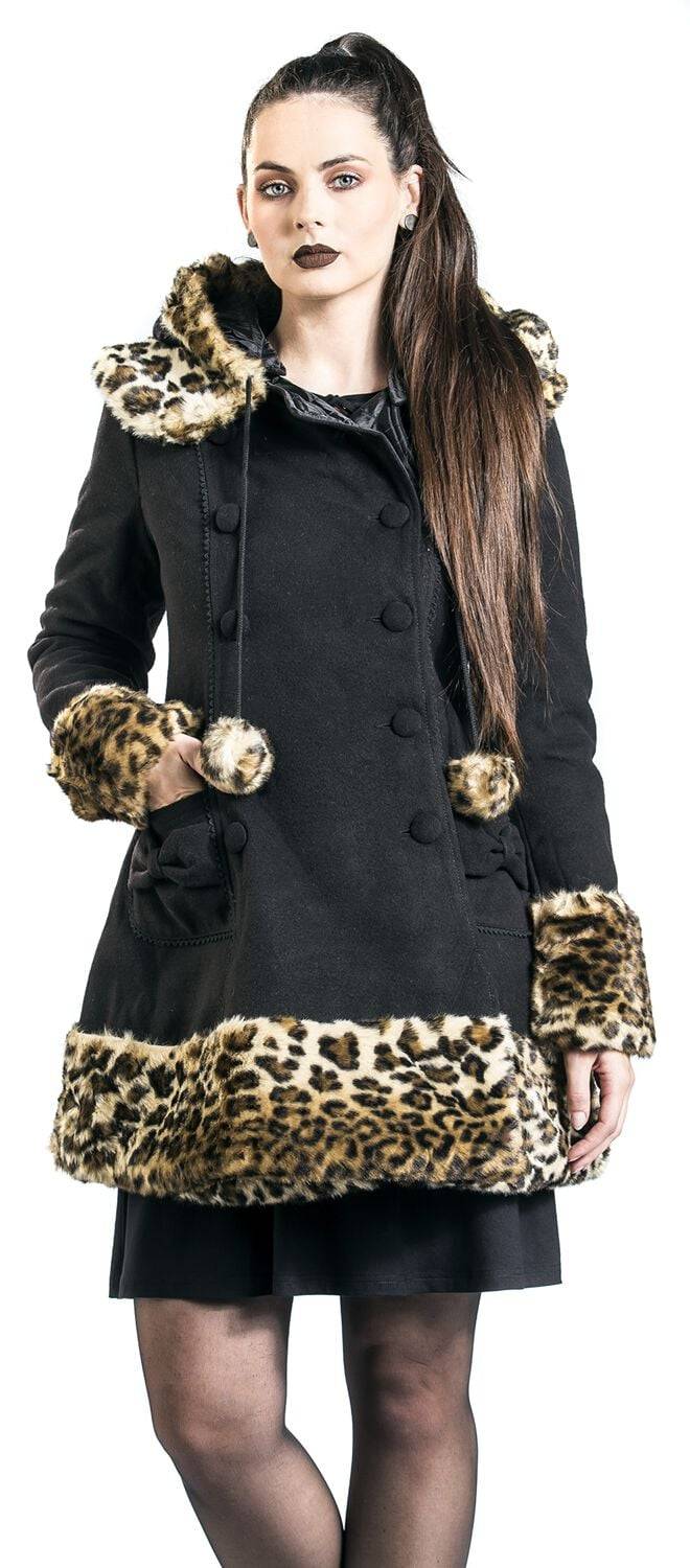 EMP "Leah Jane Coat" Mantel Schwarz/leo Von Hell Bunny