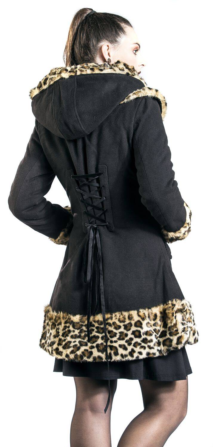 EMP "Leah Jane Coat" Mantel Schwarz/leo Von Hell Bunny