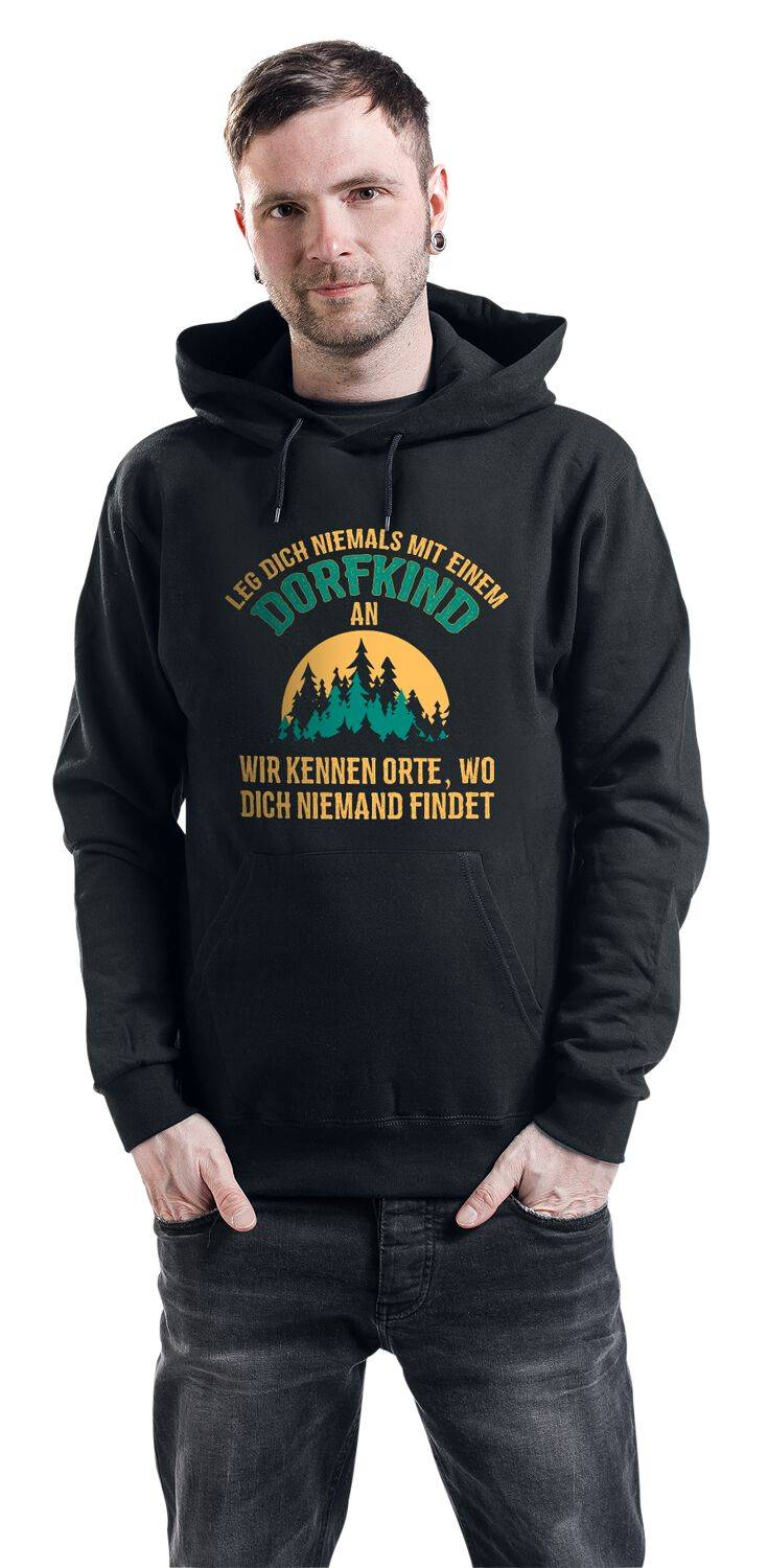 EMP "Leg Dich Niemals Mit Einem Dorfkind An" Kapuzenpullover Schwarz Von Sprüche