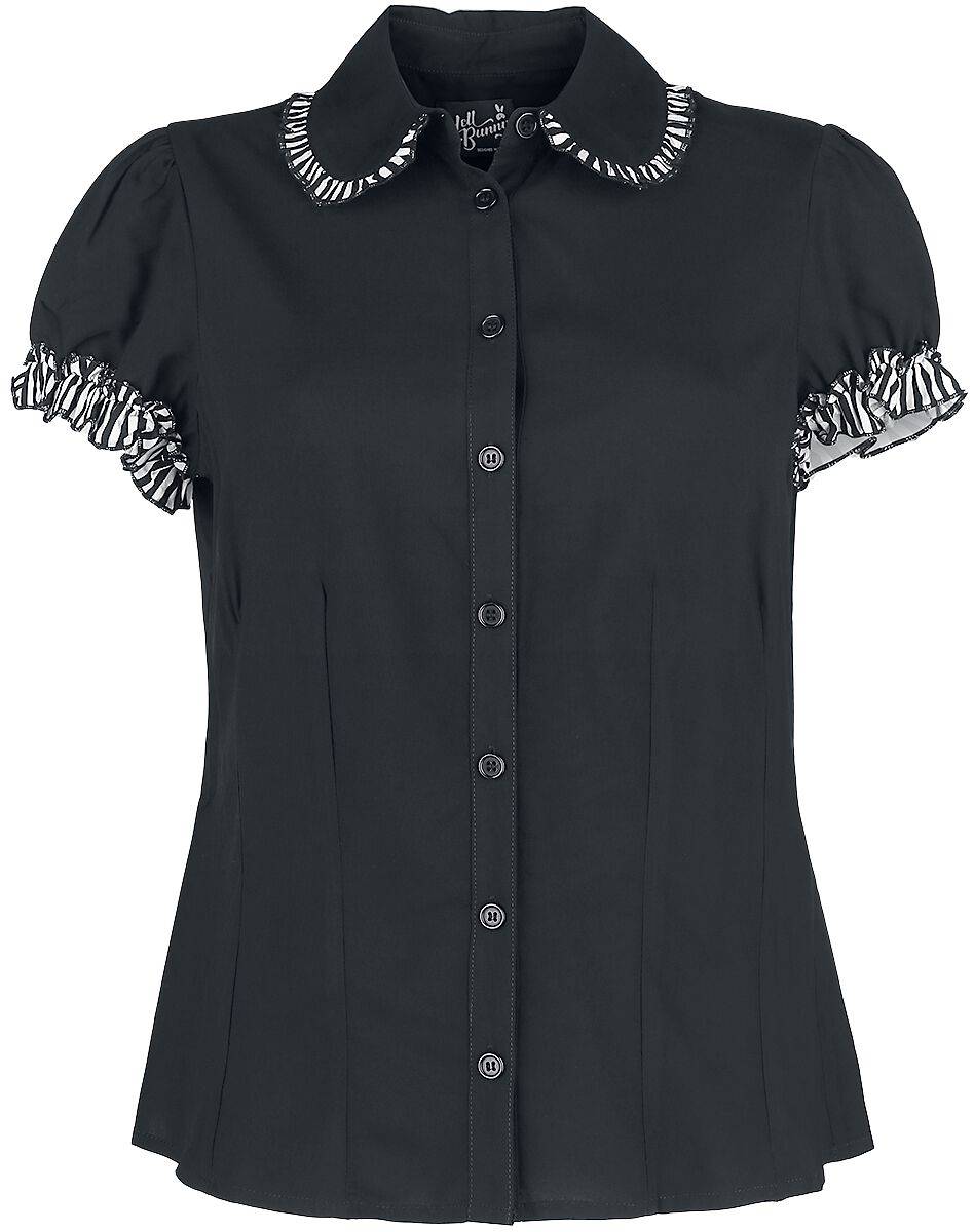 EMP "Leslie Blouse" Bluse Schwarz/weiß Von Hell Bunny