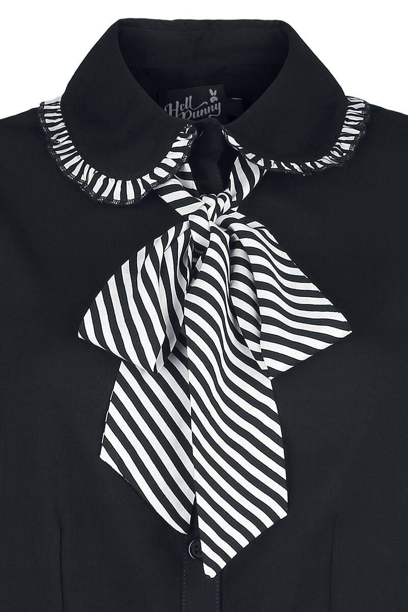 EMP "Leslie Blouse" Bluse Schwarz/weiß Von Hell Bunny