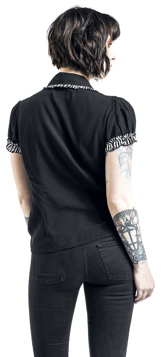 EMP "Leslie Blouse" Bluse Schwarz/weiß Von Hell Bunny