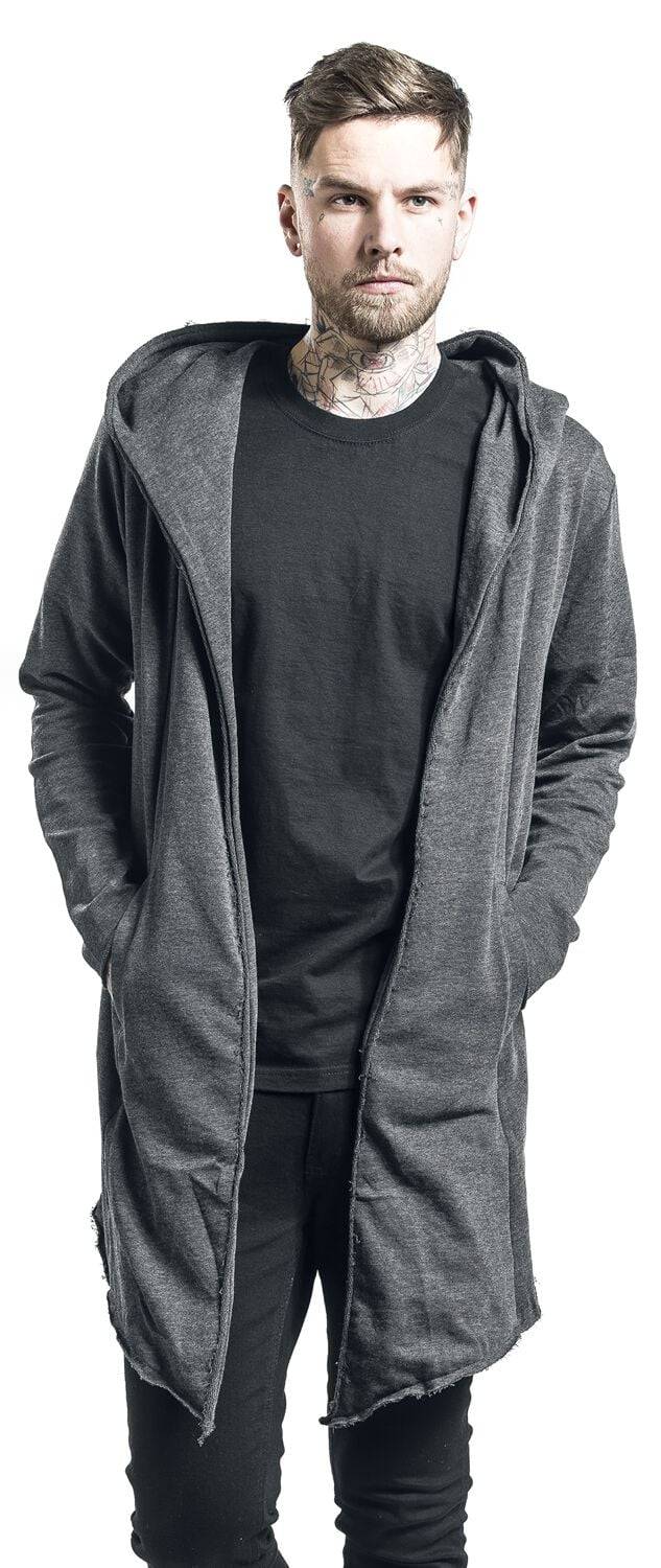 EMP "Long Hooded Open Edge Cardigan" Cardigan Charcoal Von Urban Classics