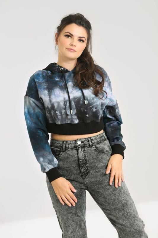 EMP "Lost Hoodie Navy" Kapuzenpullover blau/schwarz von Hell Bunny