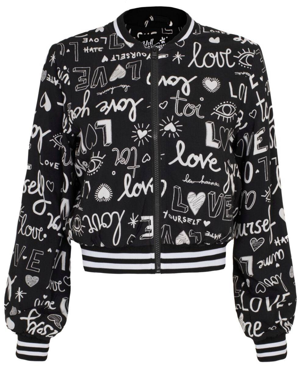 EMP "Love Yourself Jacket" Collegejacke schwarz/weiß von Hell Bunny