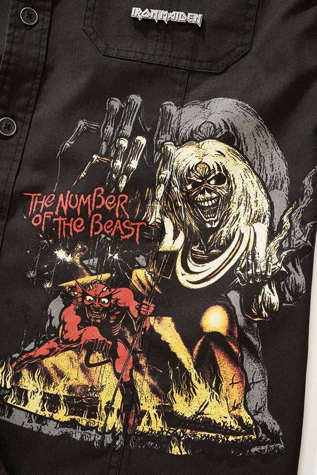 EMP "Luis Vintage Shirt" Langarmhemd Schwarz Von Iron Maiden