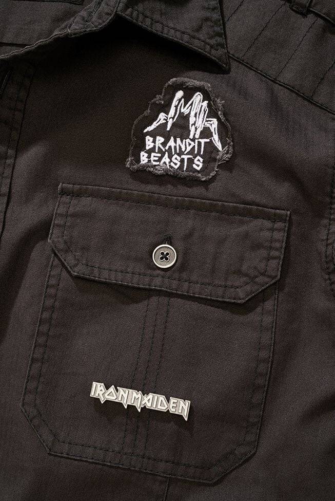 EMP "Luis Vintage Shirt" Langarmhemd Schwarz Von Iron Maiden