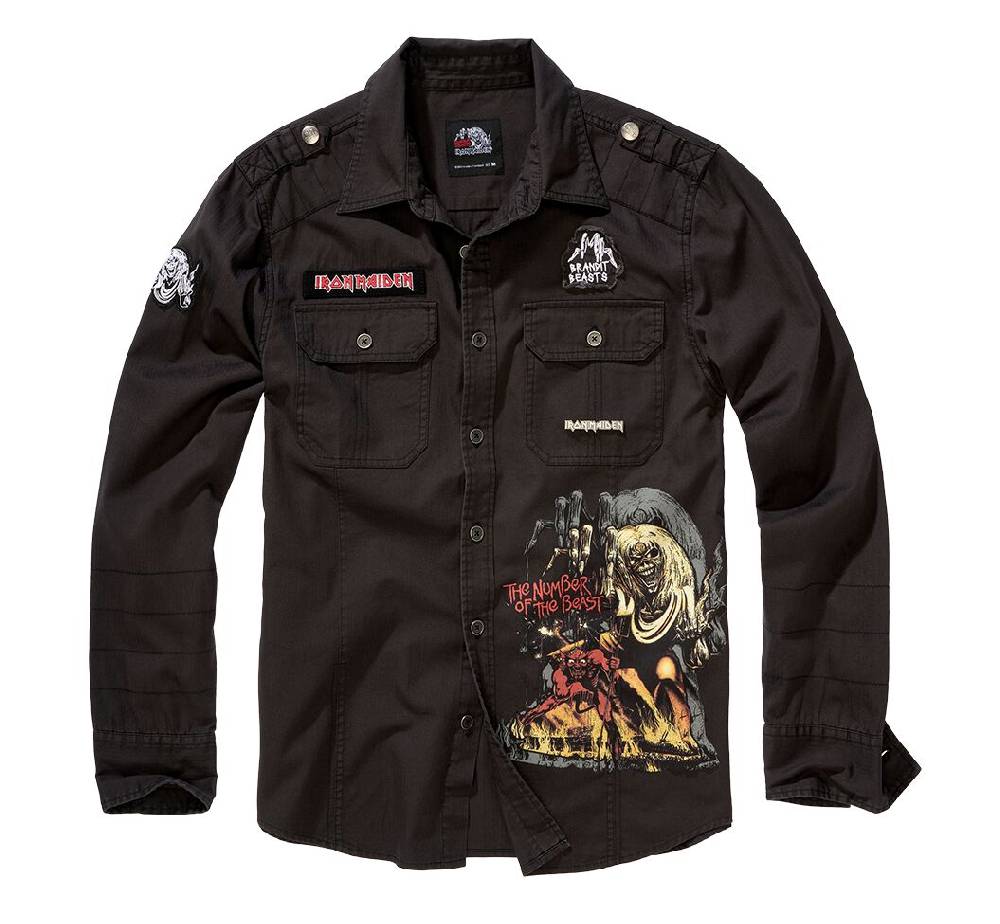 EMP "Luis Vintage Shirt" Langarmhemd schwarz von Iron Maiden