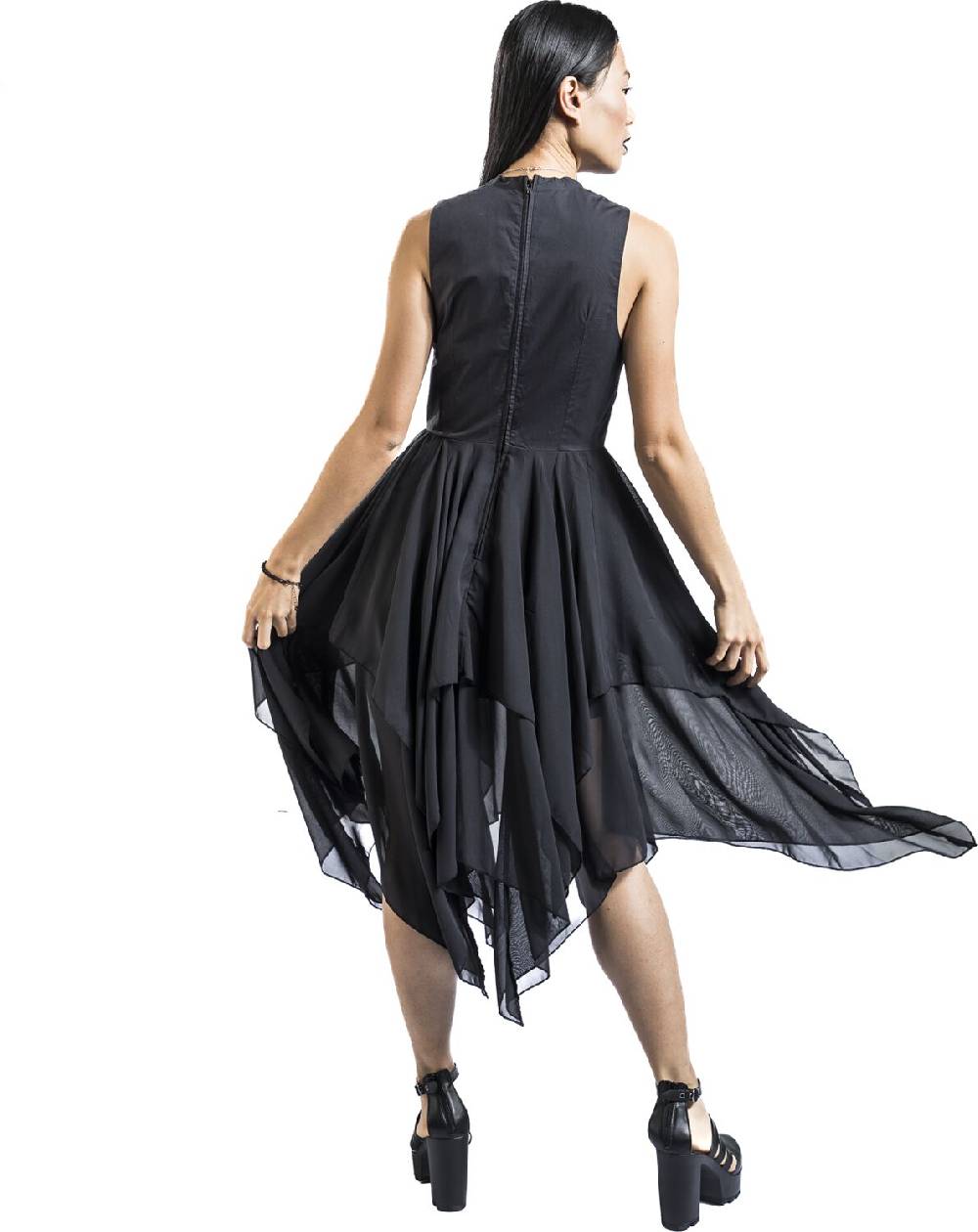EMP "Luna Dress" Mittellanges Kleid Schwarz Von Coven United