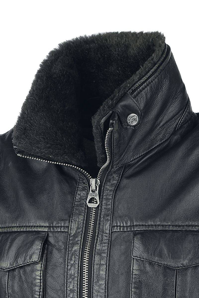 EMP "Maic Slim Fit LROV W" Lederjacke Schwarz Von Gipsy